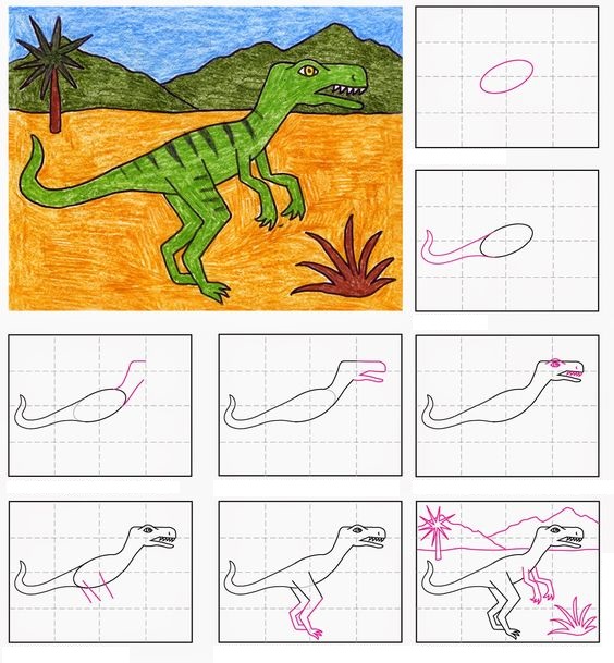 cách vẽ khủng long đơn giản mà đẹp