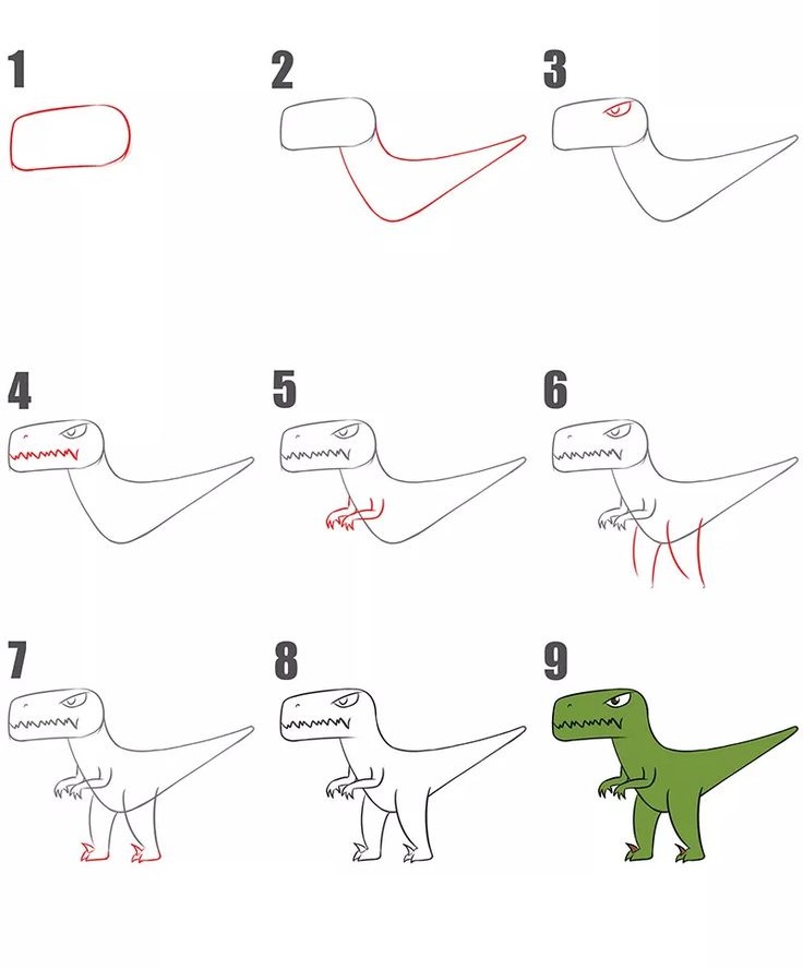 cách vẽ khủng long thời tiền sử siêu dễ