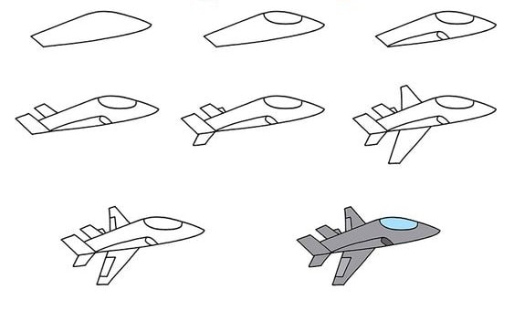cách vẽ hình máy bay dễ thương
