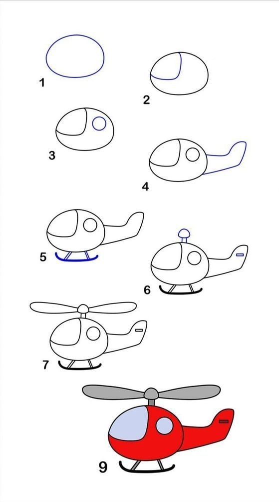 cách vẽ máy bay trực thăng cực đẹp