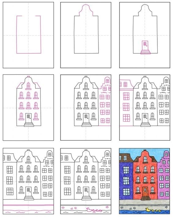 cách vẽ ngôi nhà cao tầng