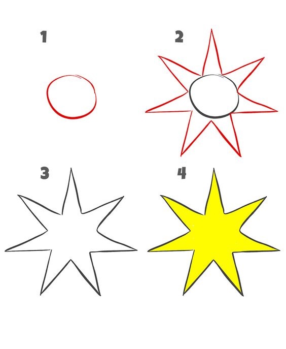 cách vẽ ngôi sao 6 cánh