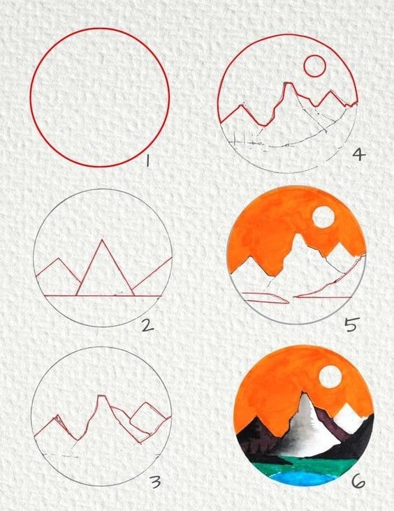 cách vẽ núi dễ nhất