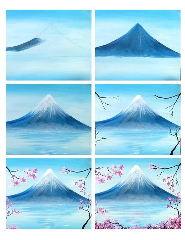 cách vẽ núi Phú Sĩ đơn giản