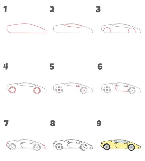 cách vẽ ô tô lamborghini