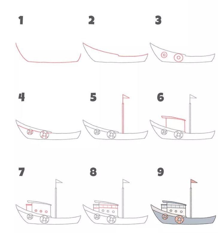 cách vẽ thuyền đánh cá
