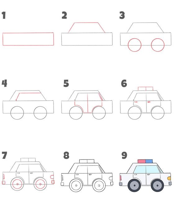 cách vẽ xe ô tô cảnh sát