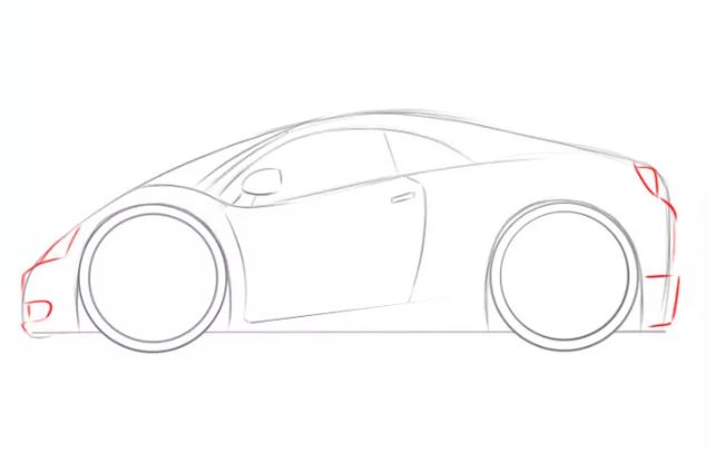 cách vẽ xe ô tô đơn giản nhất bước 6