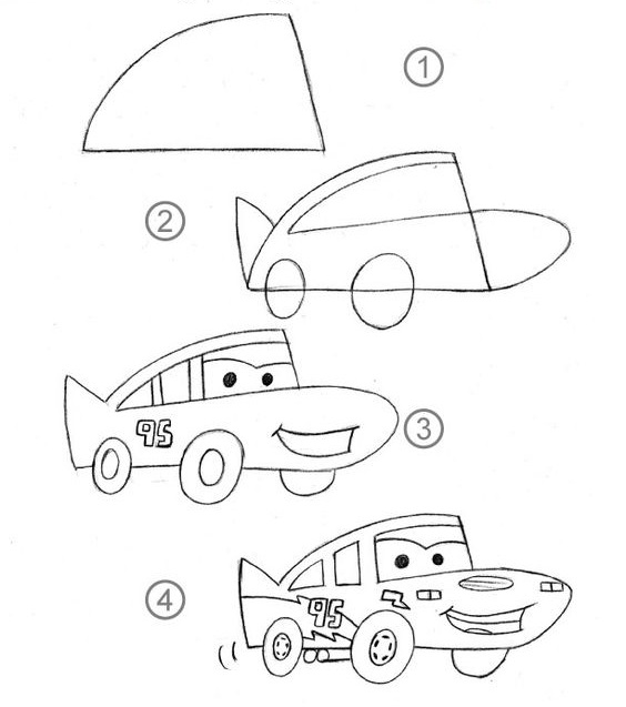 cách vẽ xe ô tô đơn giản nhất cho bé