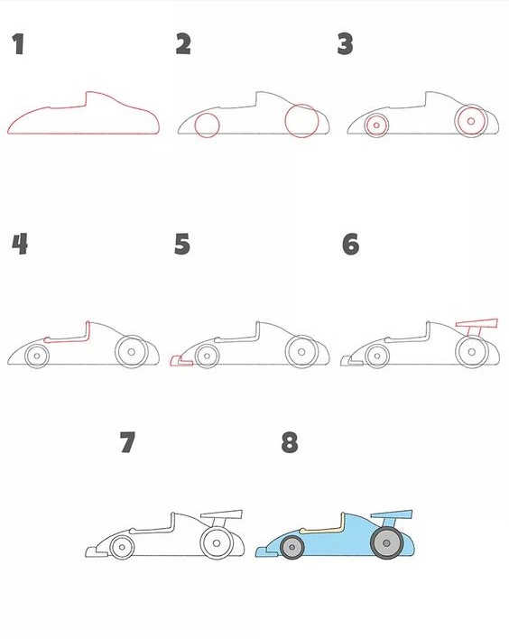 cách vẽ xe ô tô đơn giản nhất xe đua
