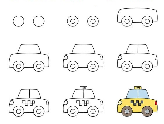 cách vẽ xe ô tô taxi