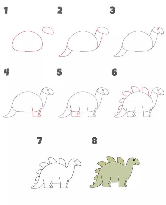 chi tiết cách vẽ con khủng long