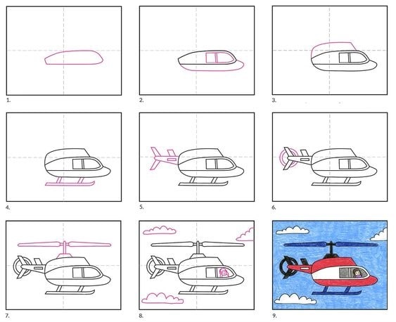 chi tiết cách vẽ hình máy bay trực thăng