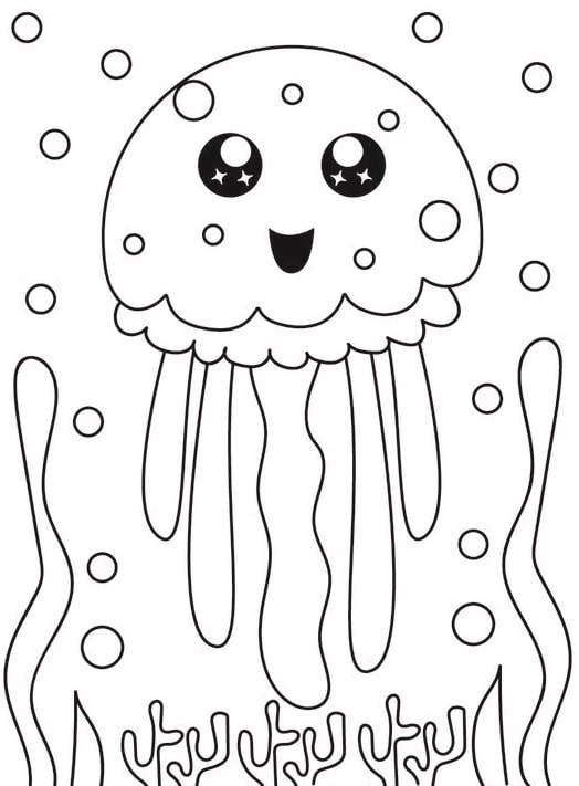 hình vẽ con sứa tô màu