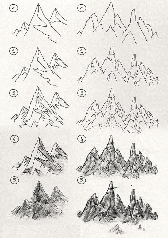 hướng dẫn cách vẽ núi bằng bút chì đơn giản
