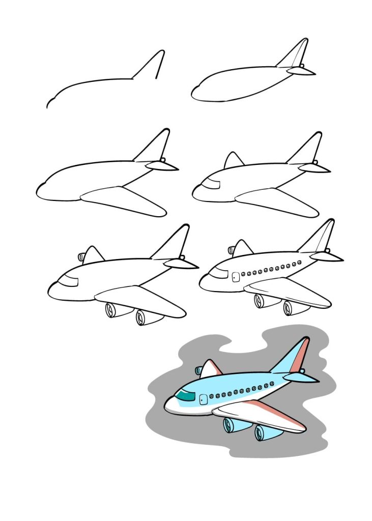 hướng dẫn chi tiết cách vẽ hình máy bay