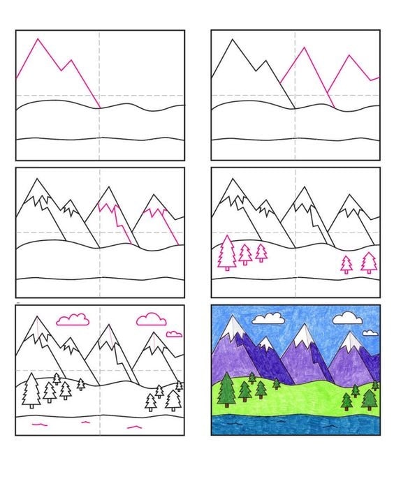 tổng hợp các bước vẽ hình dãy núi
