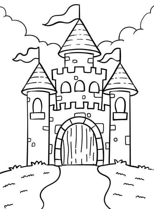 tranh tô màu lâu đài halloween