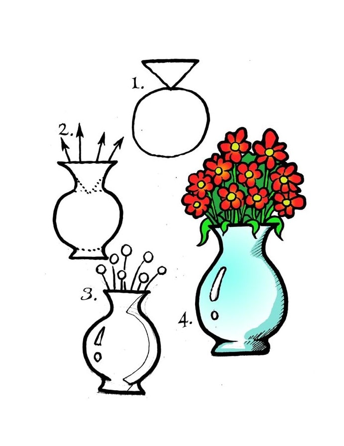 cách vẽ bình hoa đẹp nhất
