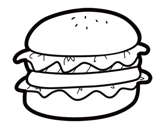 tranh tô màu mẫu đồ ăn hình bánh hamburger