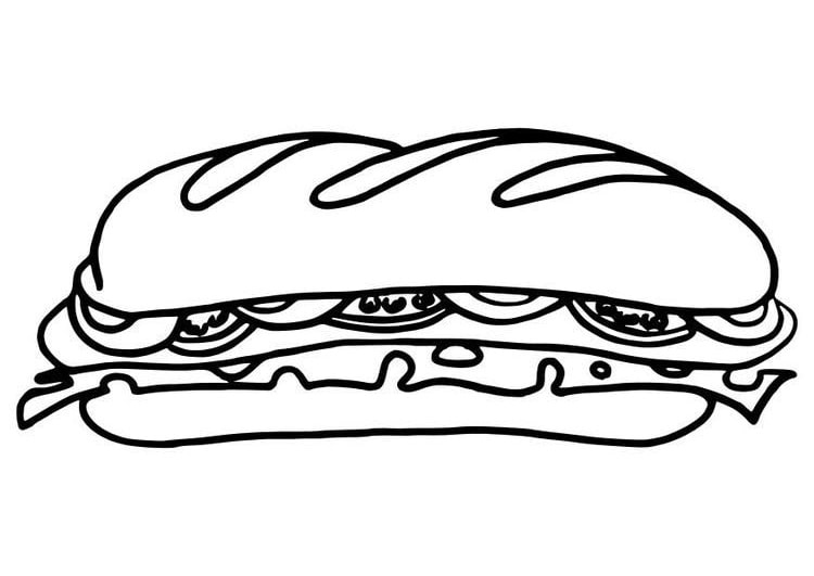 tranh tô màu mẫu đồ ăn hình bánh mì