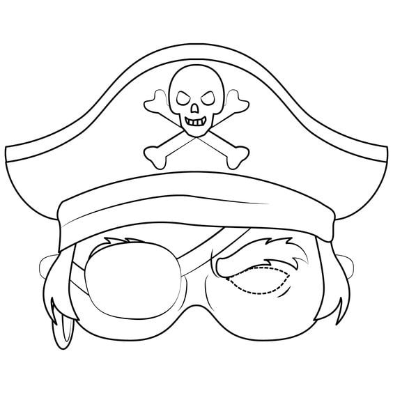 tranh tô màu mặt nạ halloween cướp biển