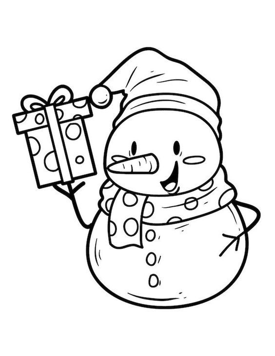 tranh tô màu người tuyết và hộp quà